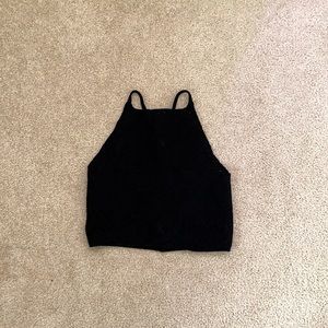 Black cropped halter top
